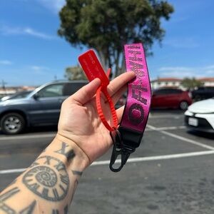 Off-White Red and Pink Keychain